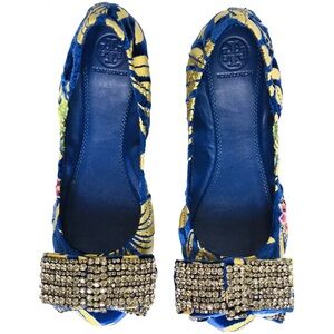 Tory Burch Viola Rare Embellished Bow Ballet Flat